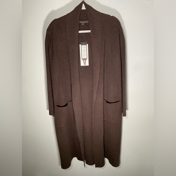 NWT Max sport Duster Long Lux Cardigan - Color: Heather Brown sweater - Size M - Picture 2 of 5